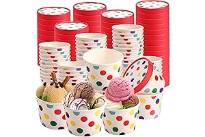 Dicunoy 8oz Disposable Ice Cream Cups with Lids (60 Pack)