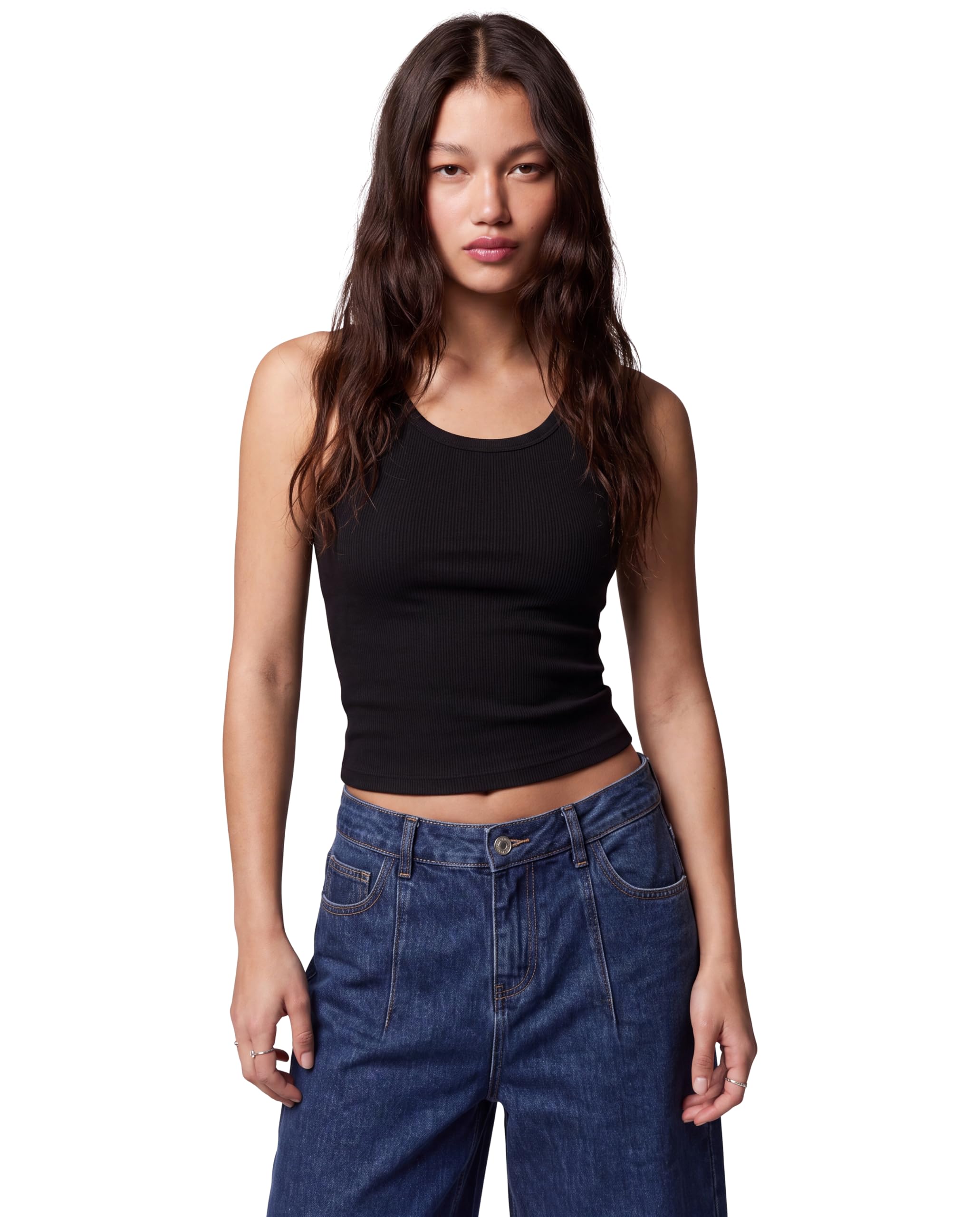 Women’s Heavy GSM Cotton Ribbed Tank Top | Sleeveless Athletic Crop Top | Essential Slim Fit (in, Alpha, S, Black)-image-38