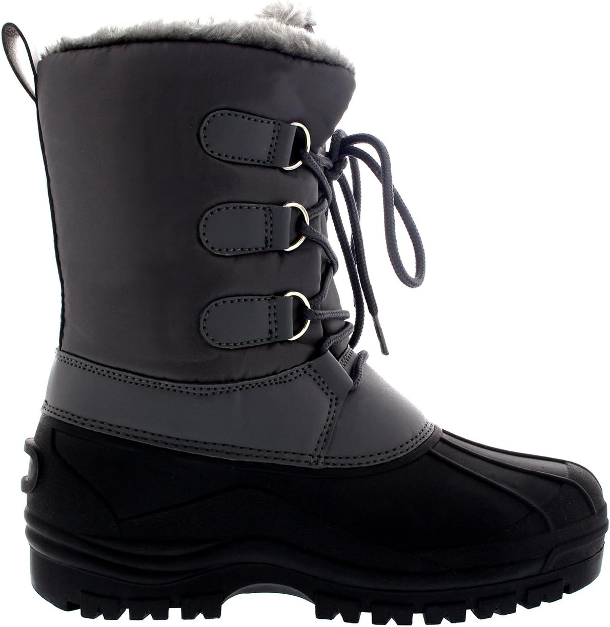 POLAR Mens Muck Lace Up Short Nylon Winter Snow Rain Lace Up Casual Duck Boots - Image 4
