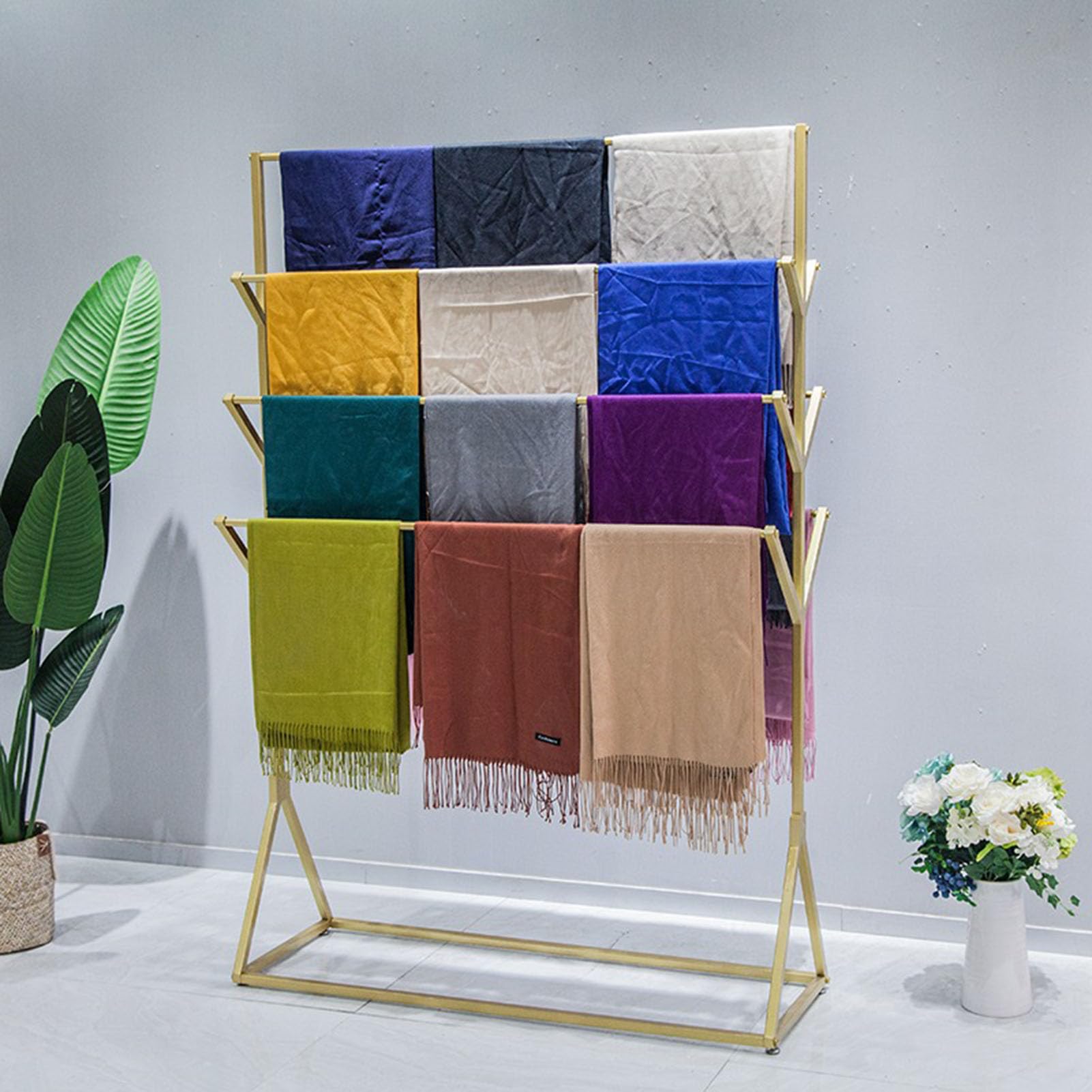 Perchero de Metal Para Colgar En El Suelo Para Pañuelos，perchero de Exhibición Comercial de Doble Cara Para Hiyab Perchero Para Pantalones Mantas Cinturones Carteras，perchero Para Bufandas Y Chales