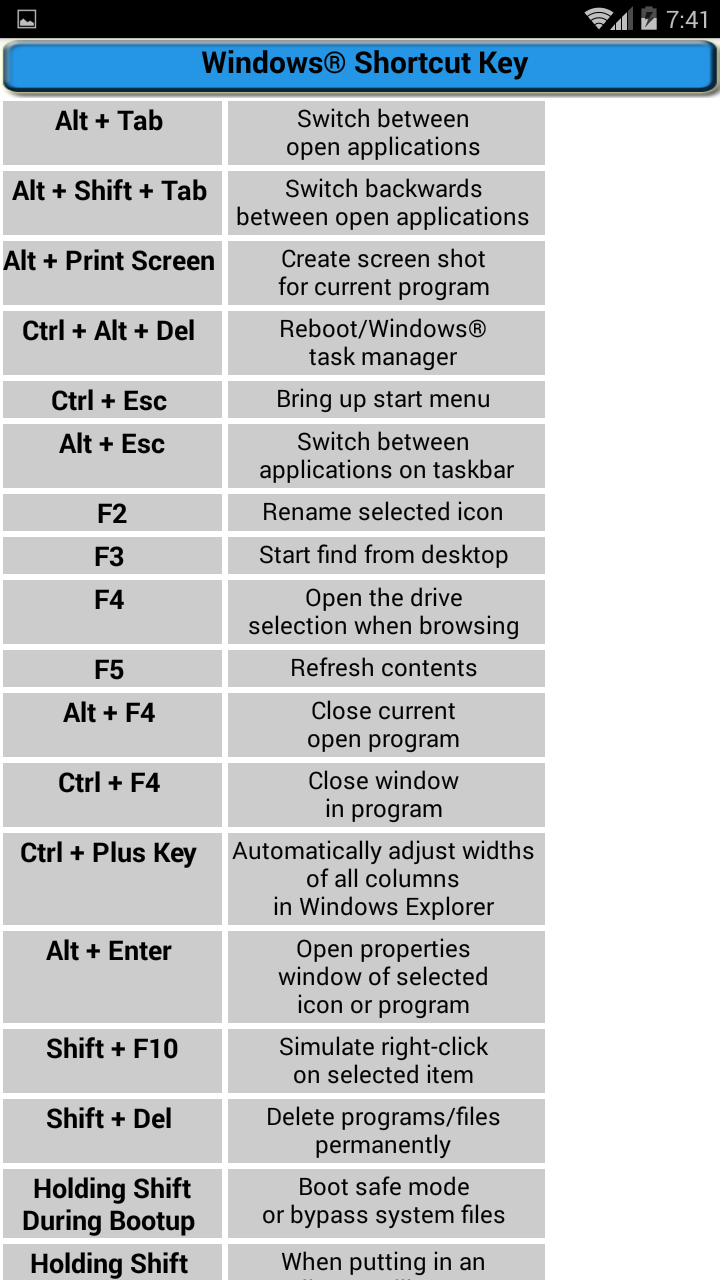 Learn Computer Shortcut Keys - App on Amazon Appstore