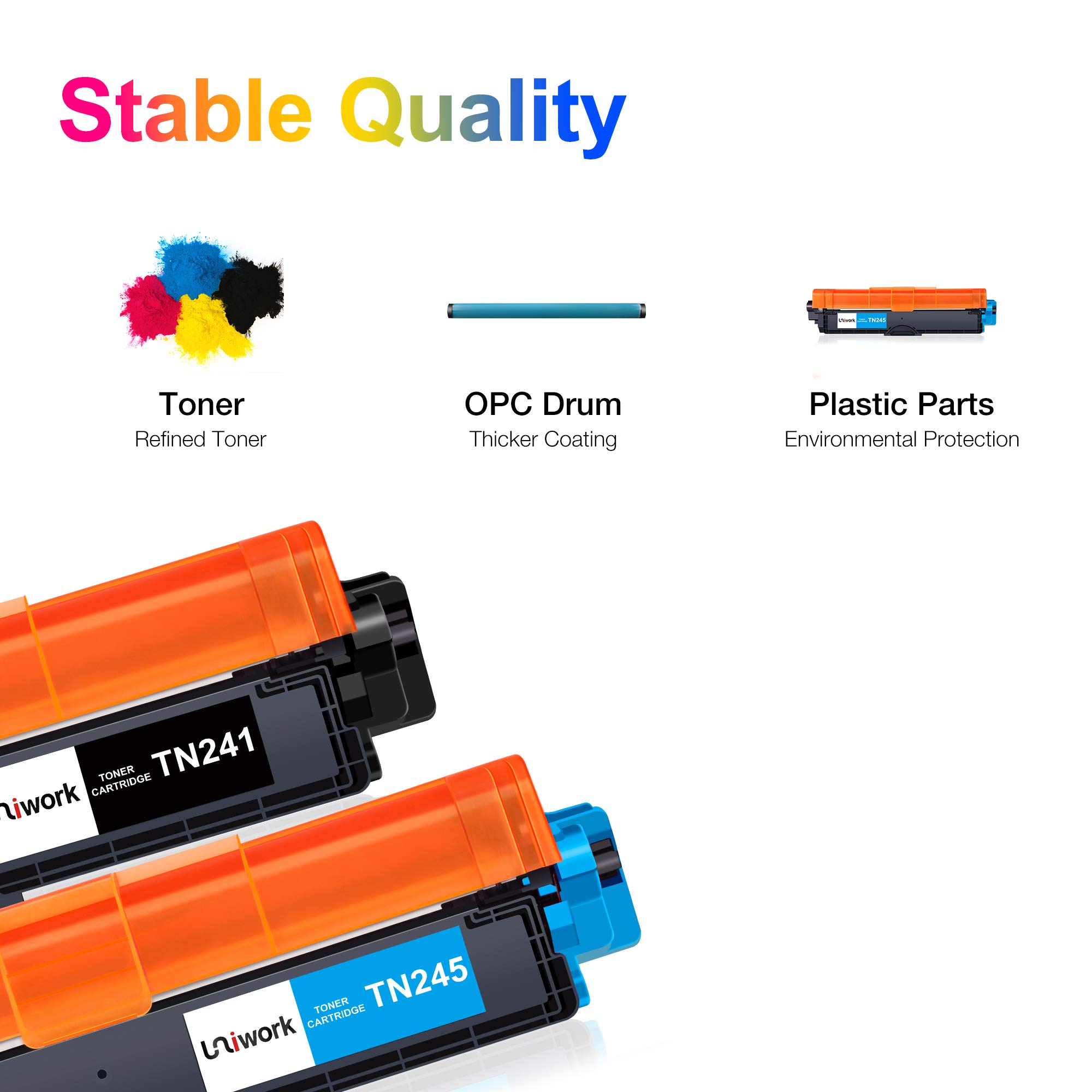 Uniwork TN241 TN245 Toner Compatibile per Brother TN-241 TN-245 Compatibile con Brother HL-3140CW DCP-9020CDW DCP-9015CDW HL-3150CDW HL-3170CDW MFC-9140CDN MFC-9330CDW MFC-9340CDW MFC-9130CW