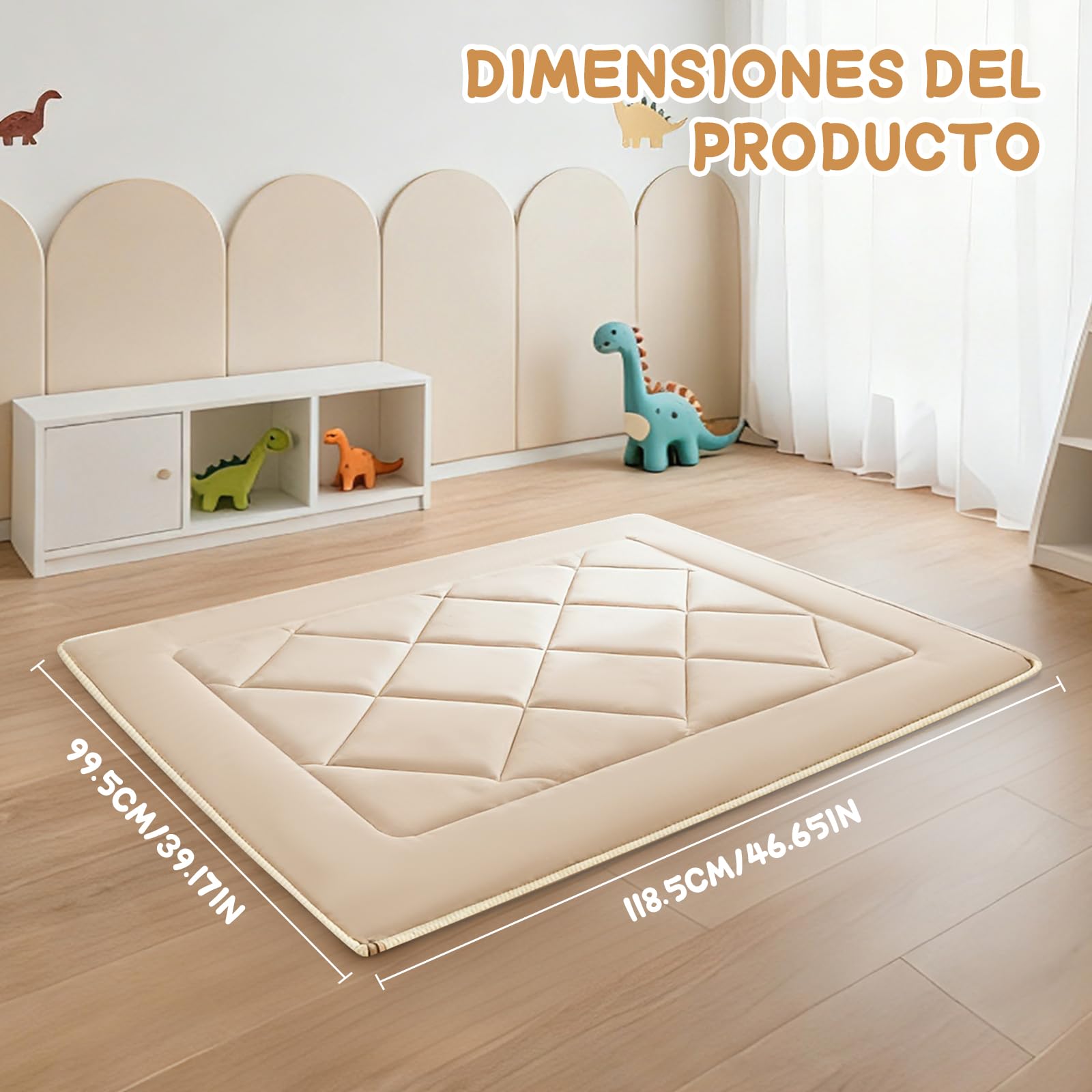 Herenear Tienda Campaña Infantil con 2 Puertas, Cabañas para Niños con Luces Banderas y Bajera, Casitas Infantiles Tela Interior, Ideal Casita Infantil para Niños Niñas (Esterilla para Tienda)
