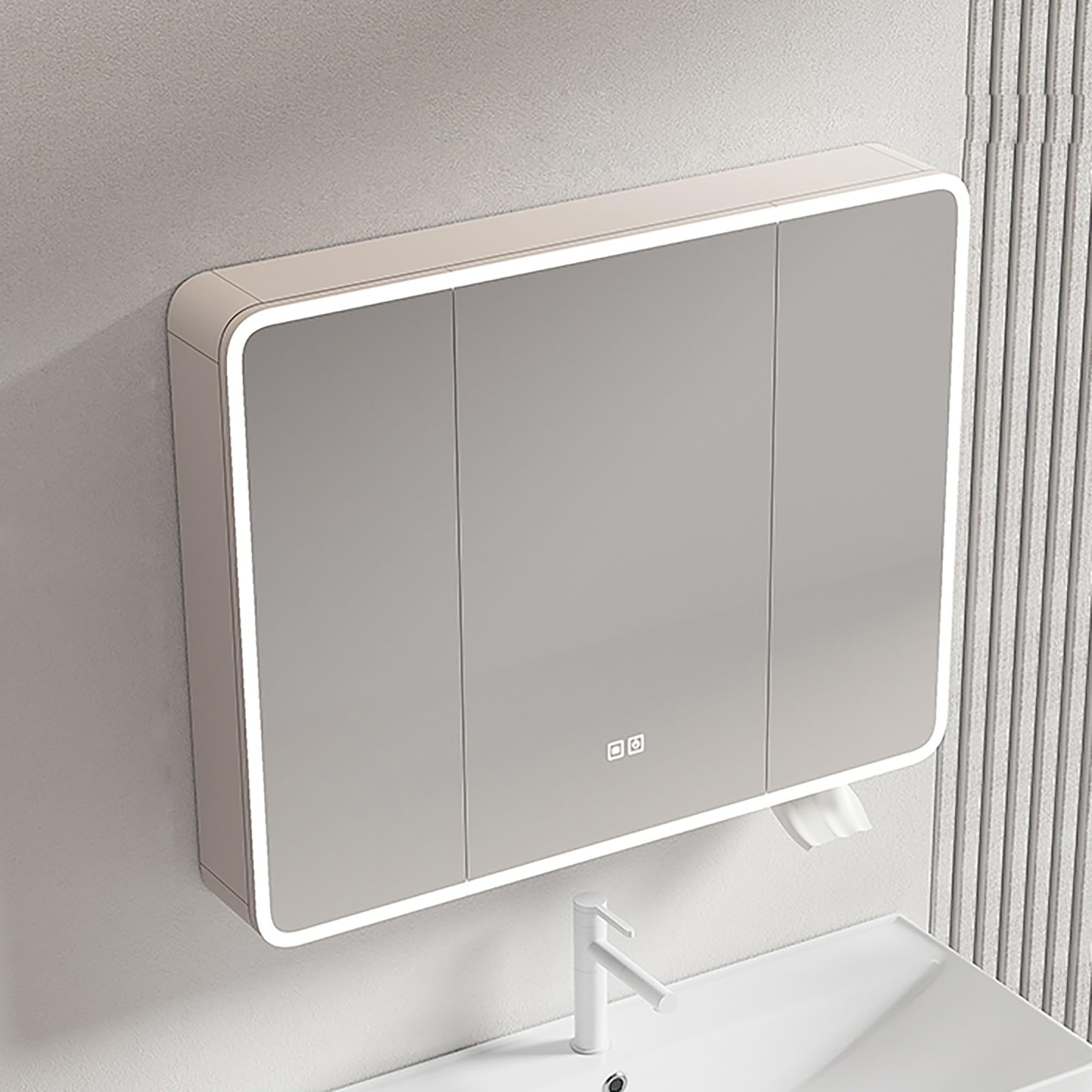 FGXHHS LED Cabinet, Wall-Mounted Aluminum Storage with Hidden Shelves, Perfect for Toilets, Balconies, Hotels - Stylish & Functional Home nizer
