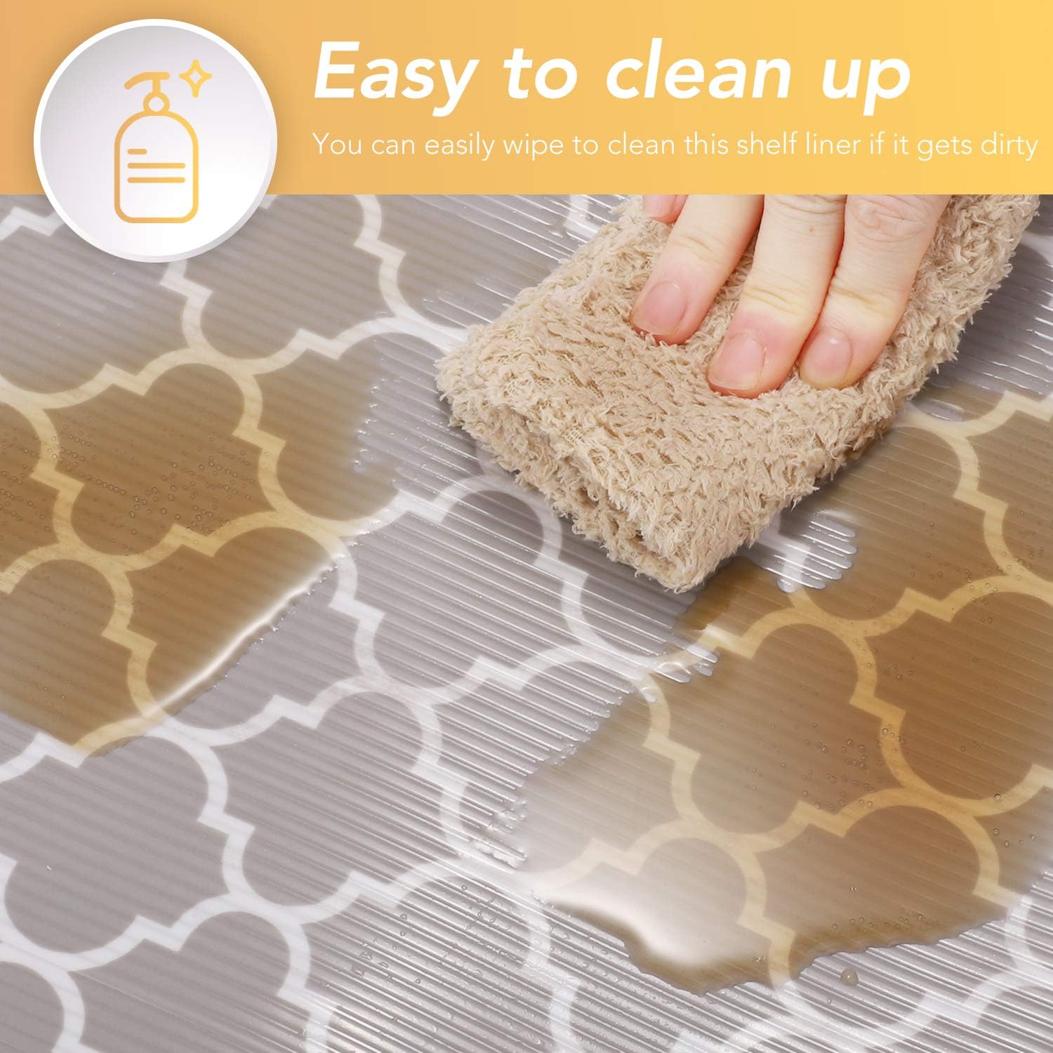 Glotoch Shelf Liners for Kitchen Cabinets 12” x 20 ft. - Non Adhesive Cabinet and Drawer Liner Roll Double Sided Non-Slip Durable and Strong, Quatrefoil Gray -