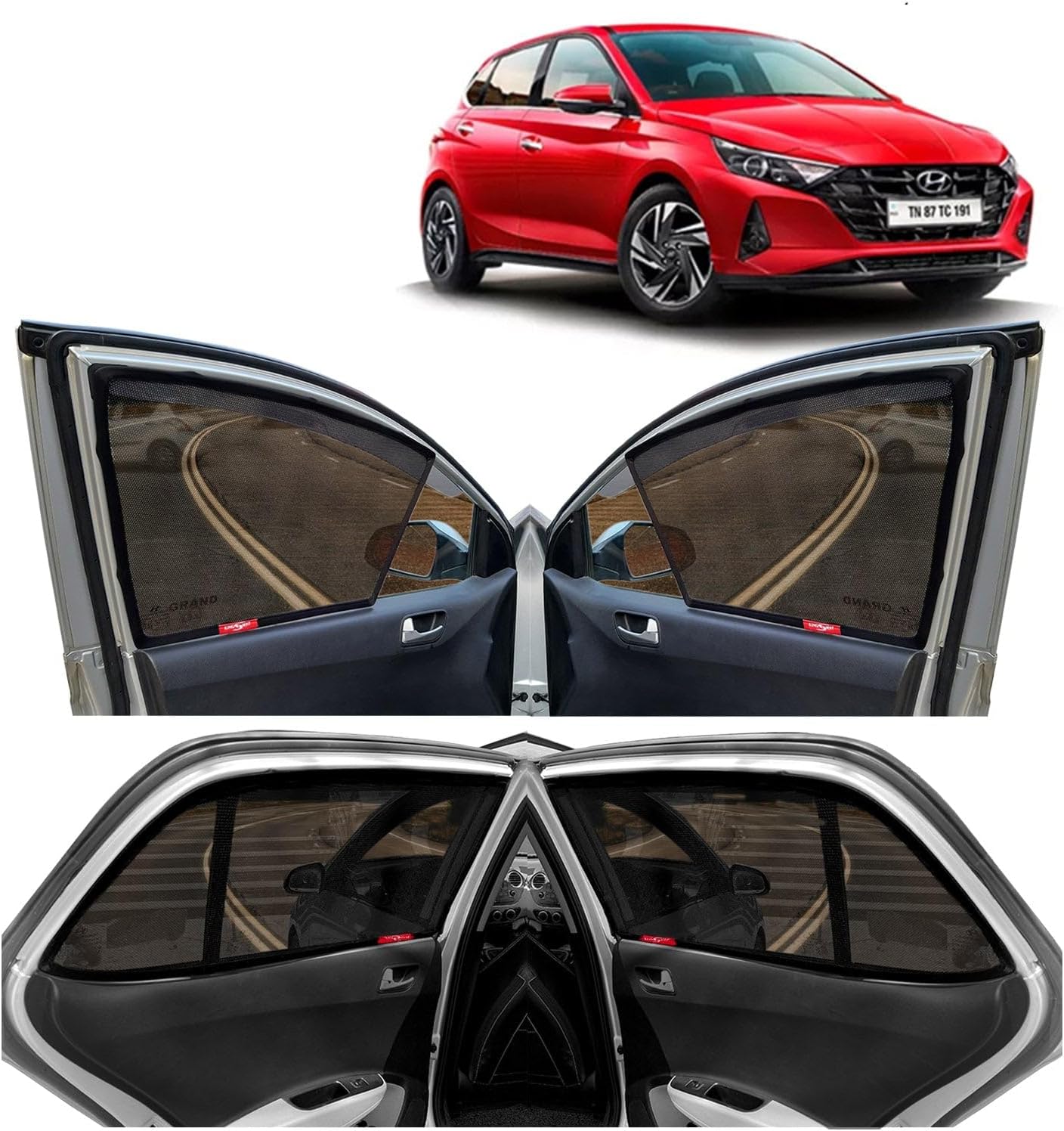 - KINGSWAY Accessories Car Side Window Sun Shade Only Compatible with Hyundai I20 (2020 Onwards), Front Half Cut & Rear Zipper Magnetic Curtains - Heat-Resistant Custom-Fit Shades, Pack of 4 Pcs