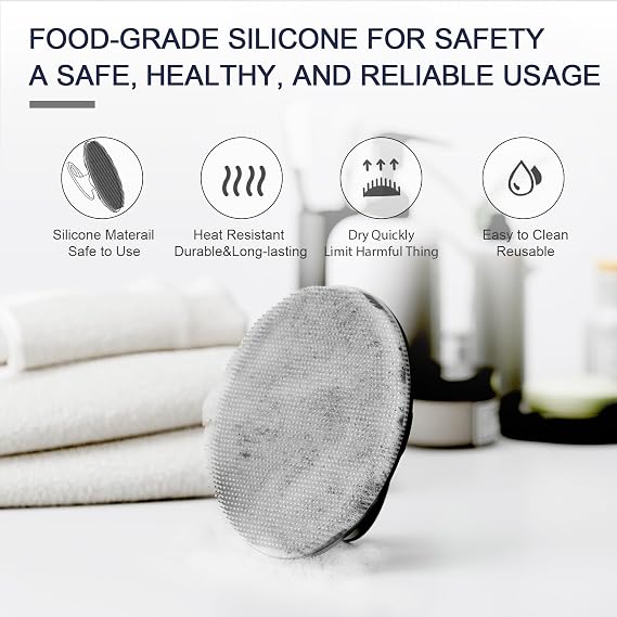 BEAUTAIL Silicone Body Scrubber, Gentle Exfoliating Brush on Sensitive Skin | Silicone Shower Scrubber for Body, Bathroom Essentials for Women, Men & Kids, More Hygienic than Loofah. 2-Pack, Black+Cyan