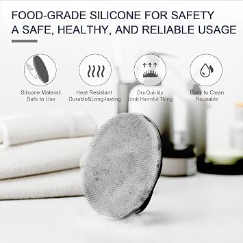 BEAUTAIL Silicone Body Scrubber, Gentle Exfoliating Brush on Sensitive Skin | Silicone Shower Scrubber for Body, Bathroom Essentials for Women, Men & Kids, More Hygienic than Loofah. 2-Pack, Black+Cyan
