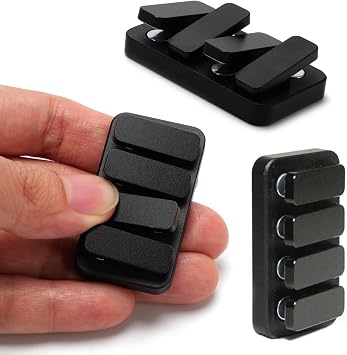 VANANA Metal Haptic Fidget Slider ADHD Clicker Adult Fidget Toys Relieve Anxiety Stress Style 1- 4 Keys, Black