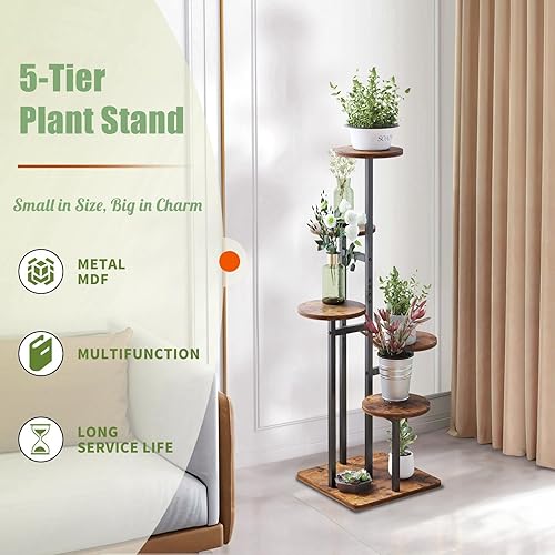 Miniatura 9 de Soporte de 5 niveles para plantas de interior, soportes para plantas de interior múltiples, soporte de flores de esquina para sala de estar, estante