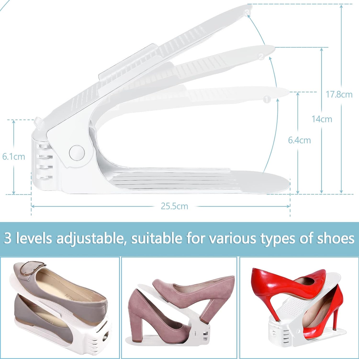 BEYAOBN Lot de 10 Supports à Chaussures Réglables: Optimisez Votre Espace & Protégez Vos Chaussures - Image secondaire