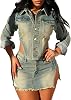 KANSOON Skirt Sets Women 2 Piece Outfits Denim Button Irregular Crop Jacket Frayed Mini Skirts Jean Vintage Pockets Set