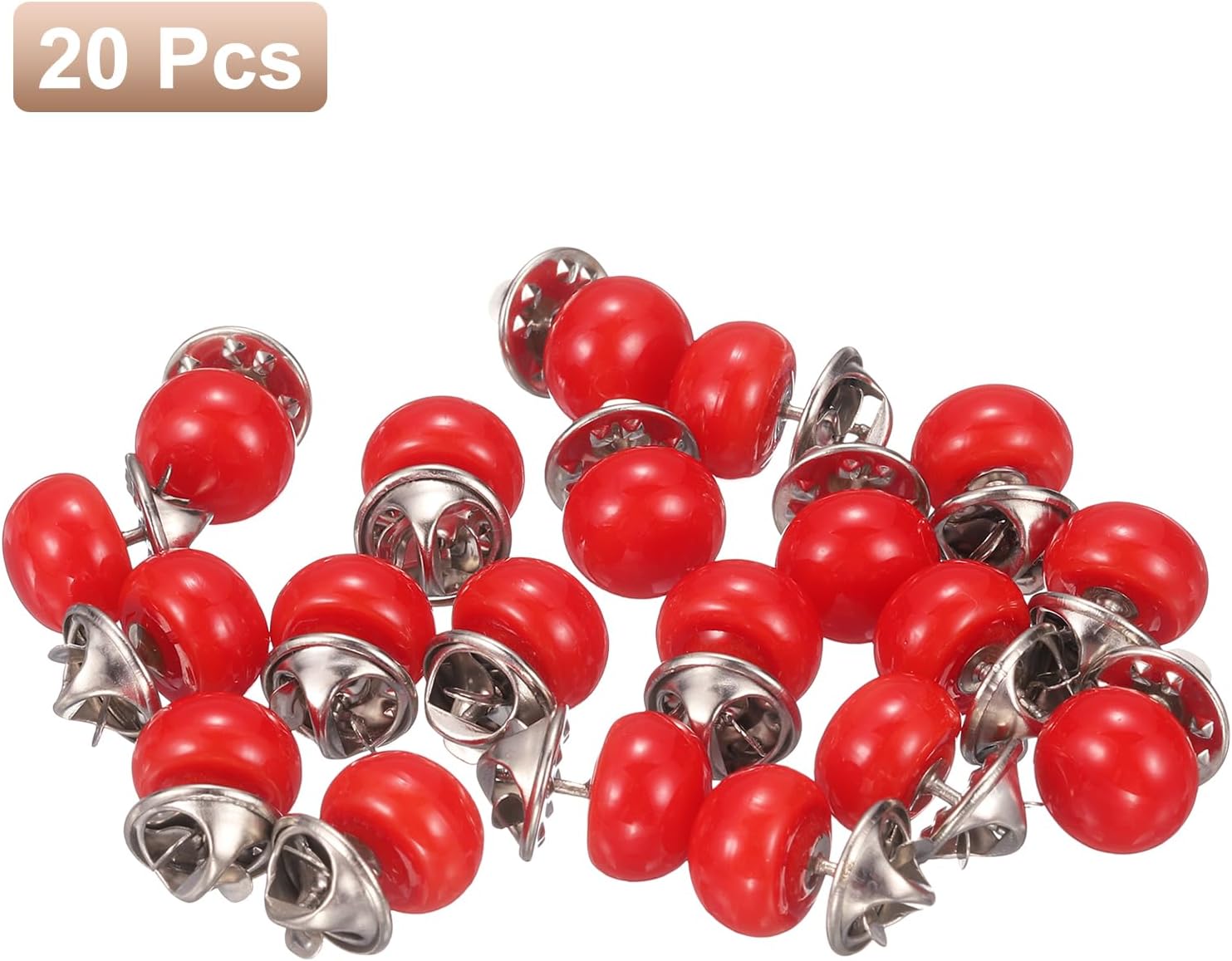HARFINGTON 20pcs Red No Sew Pearl Buttons 12mm Cover Up Pins Removable Reusable Craft Button for Shirt Dress DIY Crafts Clothes Decoration image 3