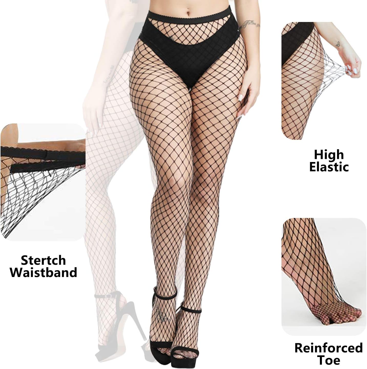 Fishnet Stockings Lace Patterned Tights High Waist Pantyhose Fishnets for Women