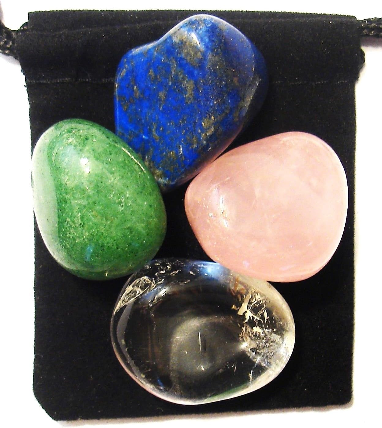 VERTIGO RELIEF - Professionally Selected Tumbled Crystal Healing Set with Pouch & Description Card - Aventurine, Clear Quartz, Dumortierite, and Rose Quartz Genuine Gemstones