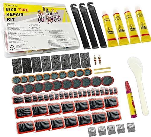 Kit de reparación de neumáticos de bicicleta, kit de parches de tubo de bicicleta de 80 piezas con palancas de neumáticos de bicicleta, parche de