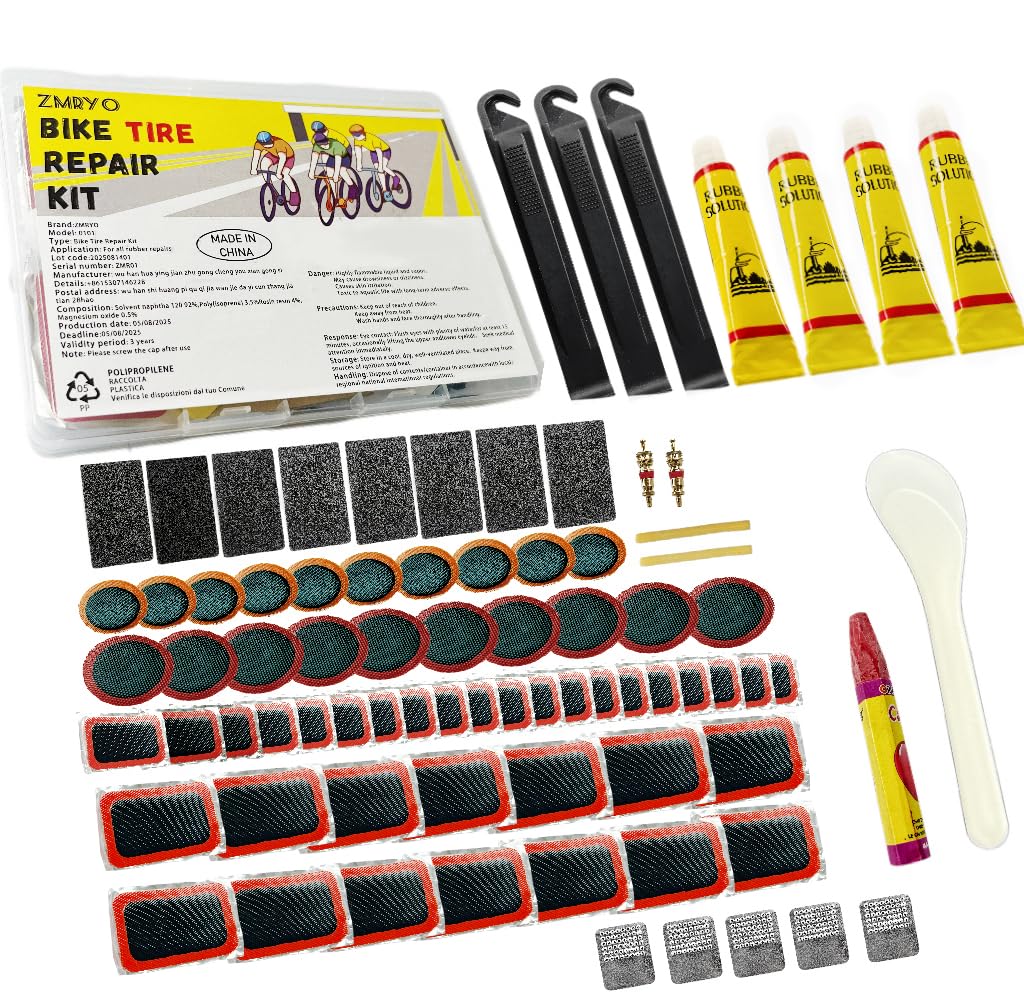 Bike Tire Repair Kit 80 PCS Bike Tube Patch Kit with Bike Tire Levers Bike Tire Patch and