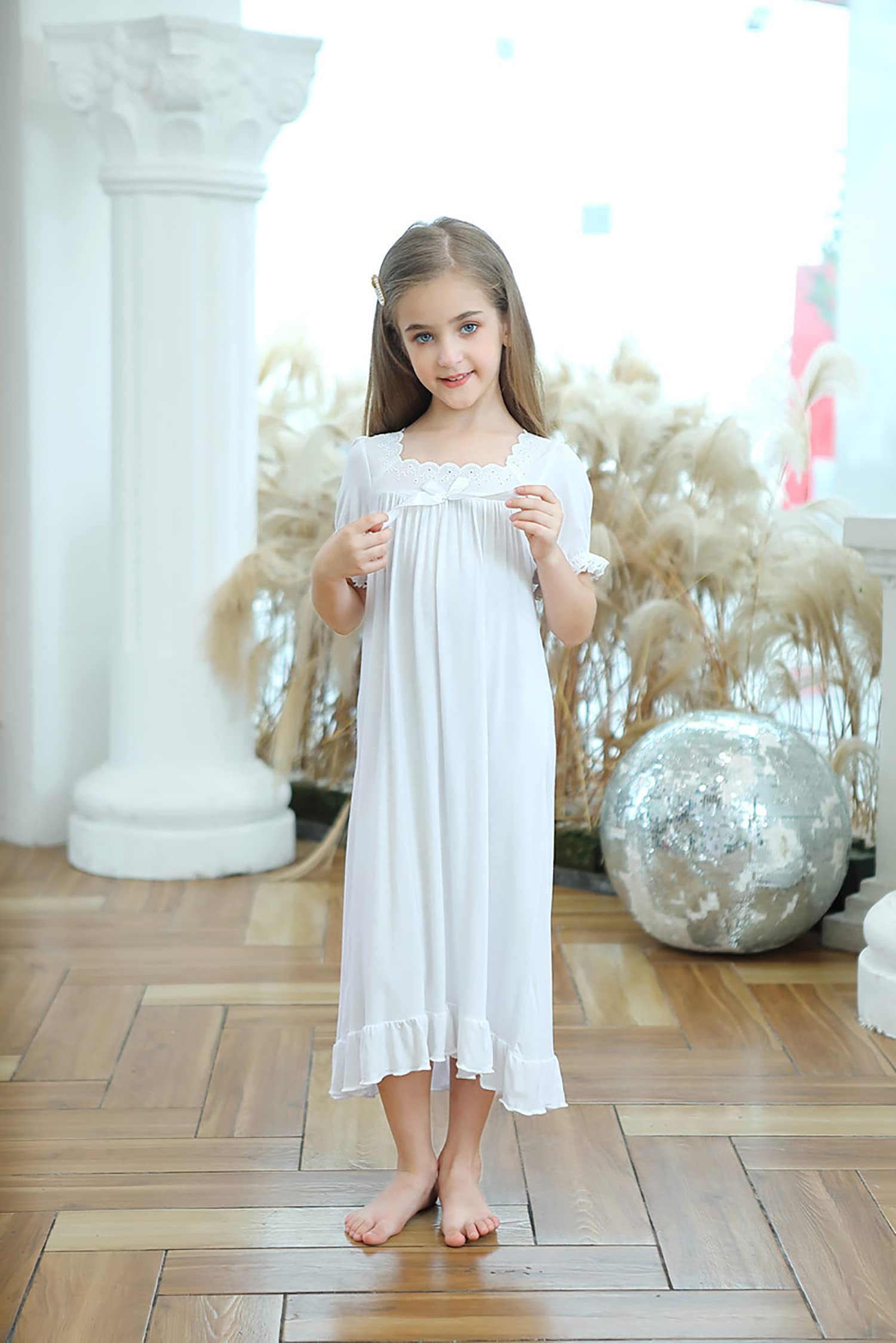 Verve Jelly Camisones para niñas, ropa de dormir de manga corta, cómoda camisa de dormir de princesa, vestido de pijama, vestido de dormir para niña pequeña