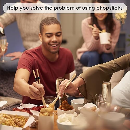 Miniatura 7 de TIESOME 8 palillos reutilizables para ayudantes, bisagras de palillos de entrenamiento, palillos de práctica para adultos, niños, principiantes,