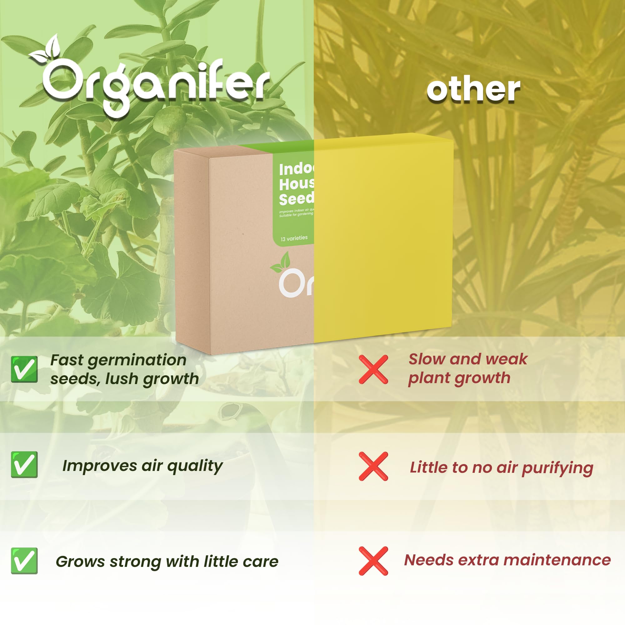 Paquete De Semillas De Plantas En Maceta | Semillas De Plantas En Maceta - Semillas De Plantas - Semillas De Plantas De Interior - 13 Variedades - Organifer