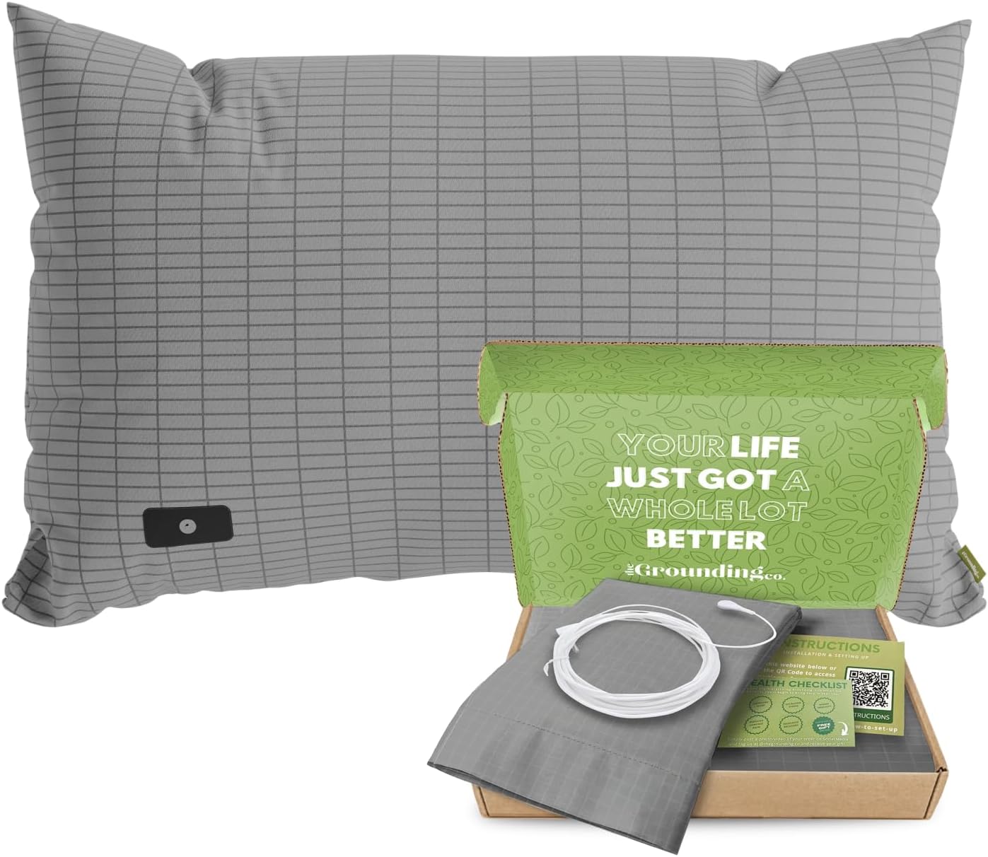 The Grounding Co. Terra Grounding Pillow Case – King Size 20x37in– Premium Fabric Blend – Organic Egyptian Cotton & Silver-Infused Threads – Pillow Cover for Sleep & Recovery