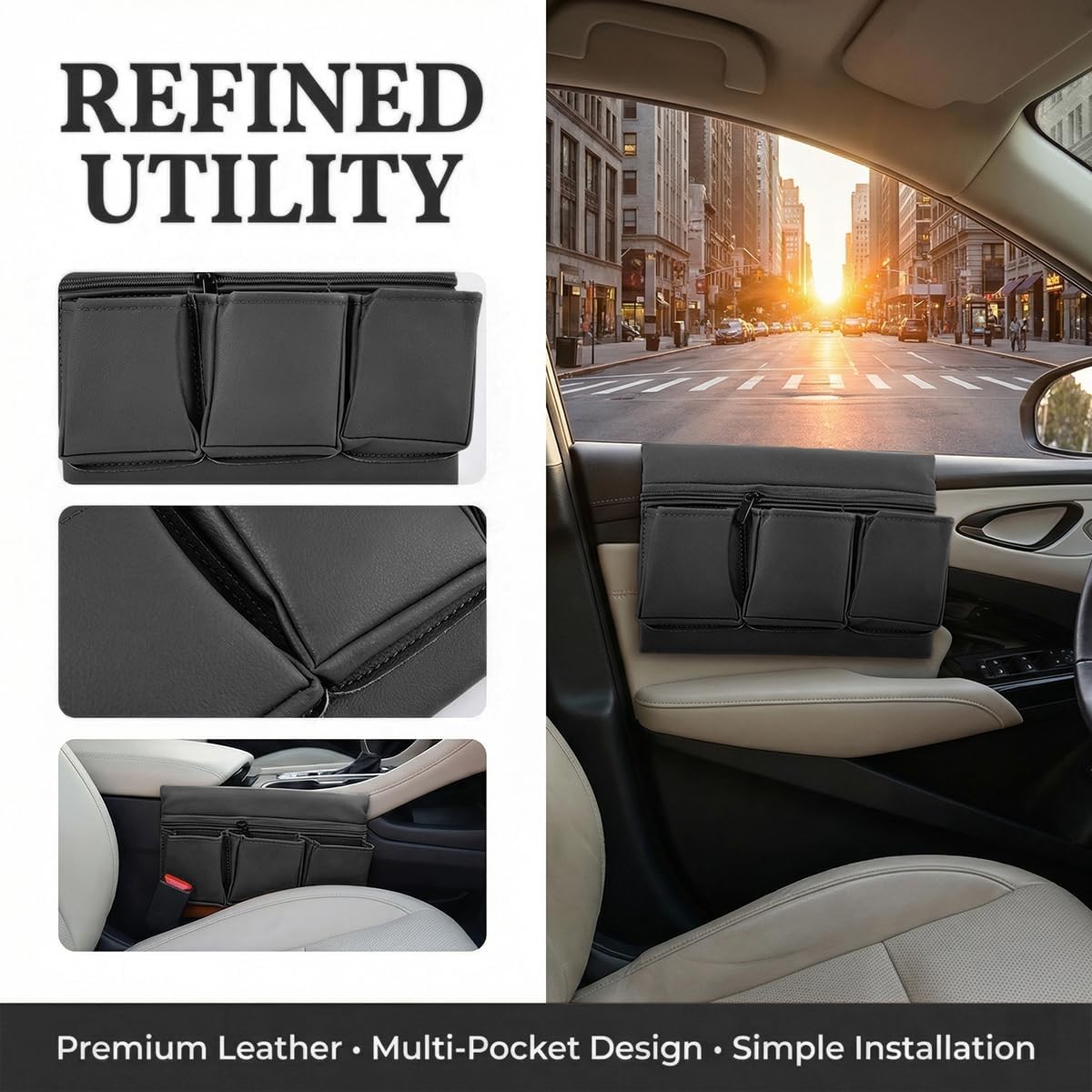 Zpana Car Window Armrest Storage Box, Multifunctional Vehicle Door Side Arm Elbow Rest Pad Organizer Bag for Keys Phones, Auto Interior Window Armrest Storage Pocket, Universal Fit (Black)