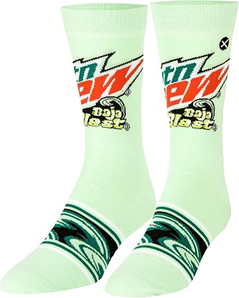Odd Sox Pepsi and Mountain Dew Novelty Crew Socks - Large Size - Licensed Soda Gift Collection