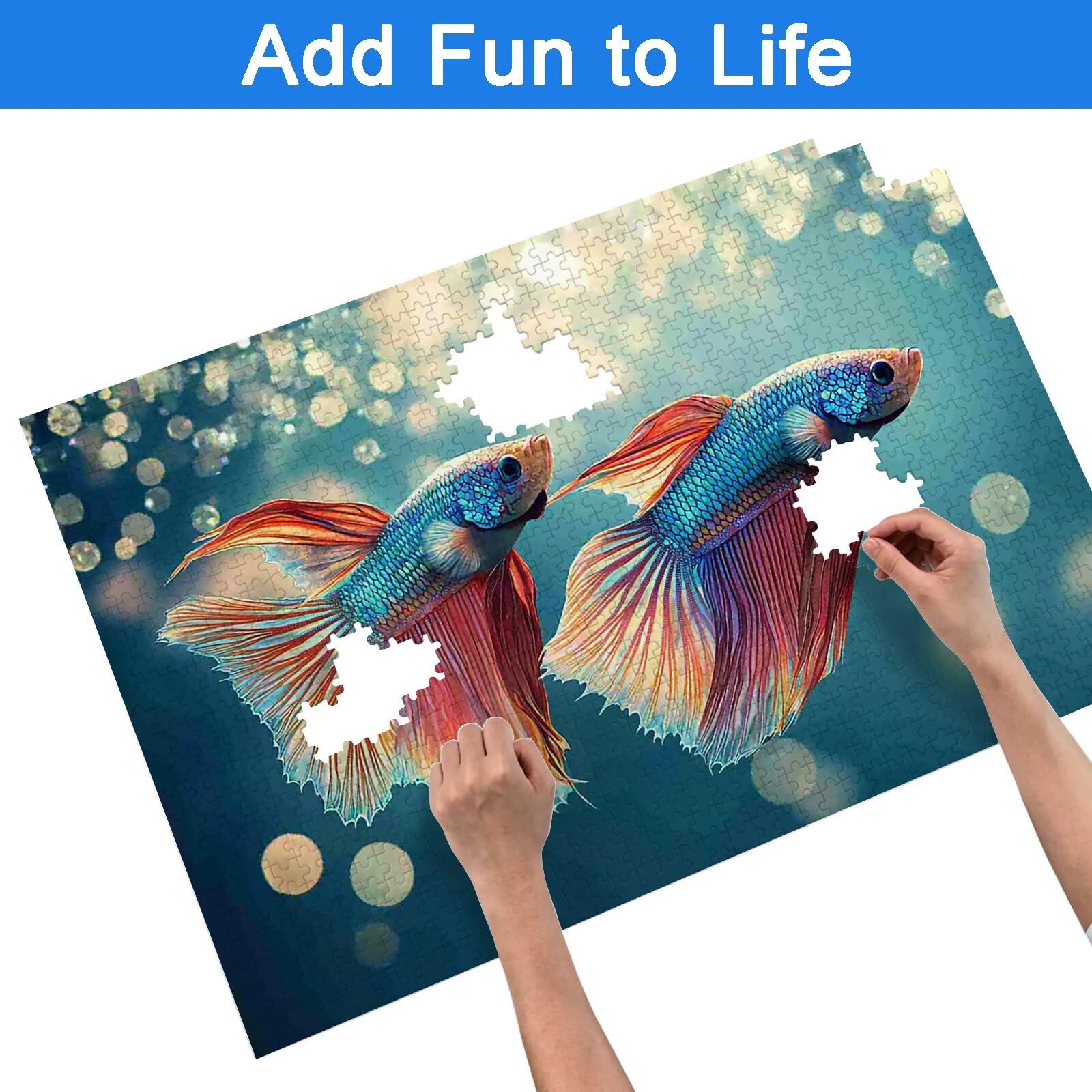Puzzle 1500 Pièces Koï, Puzzle 1500 Pièces Adultes et Enfants, Puzzles Bois avec Une Boîte d'emballage Exquise, Jeu Éducatif Puzzles Animal, Decoration Maison, Cadeau Femme, Cadeau Homme, -8631