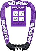 Vista 48 de NDakter Cerradura de cadena para bicicleta, combinación de 5 dígitos, resistente, antirrobo, cerradura de bicicleta de seguridad