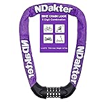NDakter Bike Lock, 5 Digit Combination Heavy Duty Anti Theft Bicycle Chain Lock, 2.62/3.2/4.27/5/6Ft Long, High Security Resettable, Suitable for Bike, Scooter, Door, Gate, Fence-4/6mm Thick