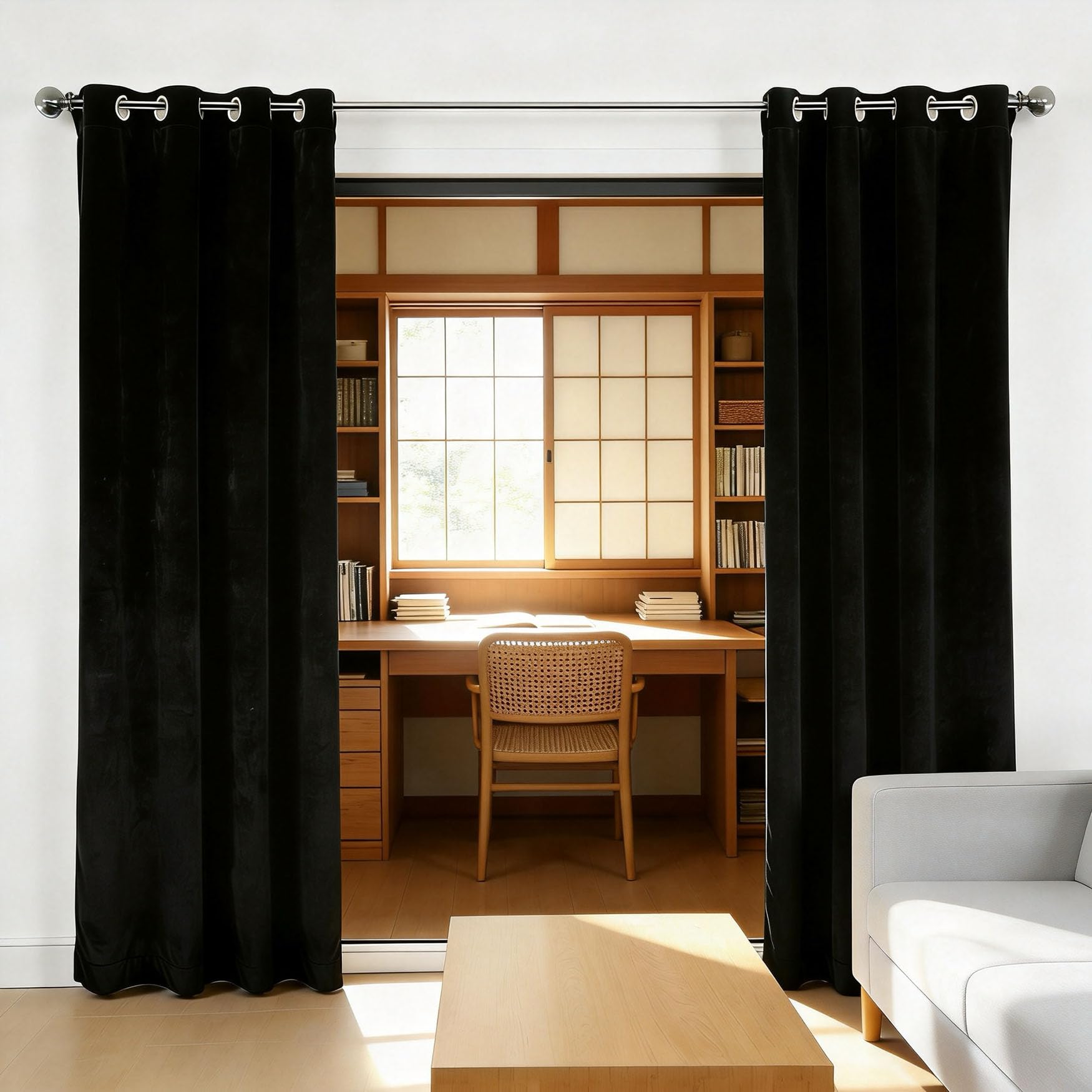 Rideau anti-bruit opaque de 230x230 cm pour fenêtre et chambre à coucher