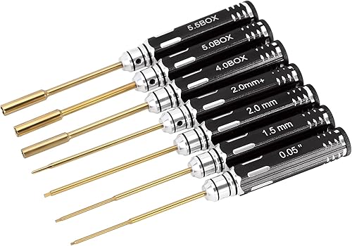INJORA Destornilladores hexagonales, llave de tuerca HSS RC Kit de herramientas para TRX4M SCX24 FCX24 118 124 RC Mini Crawler Car, 7 unidades