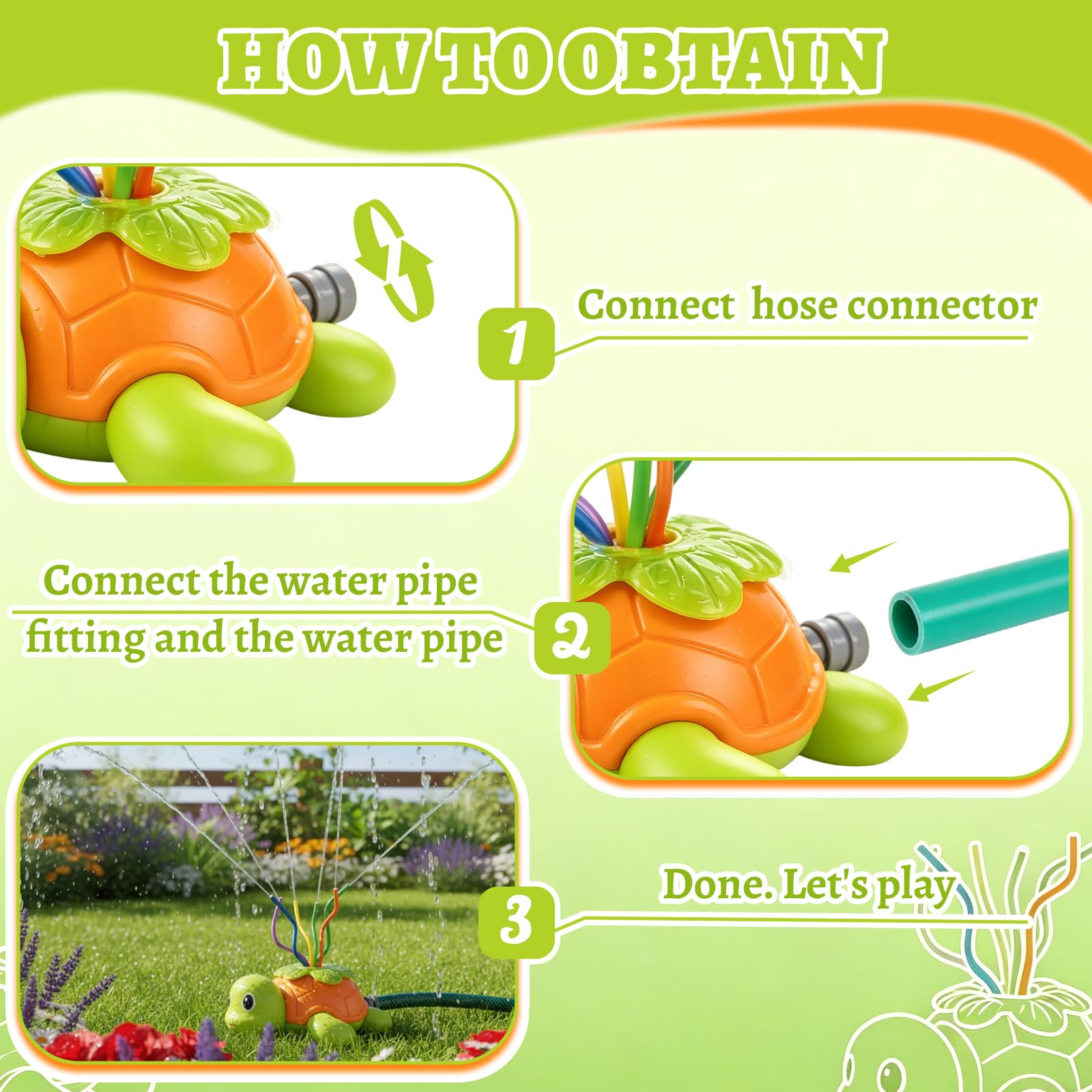 Wassersprinkler für Kinder, Outdoor Gartenspielzeug, Rasen Sprinkler mit Schlauchanschluss&Bodenhalter, Sicher&Langlebig, Sommer Wasserspaß für Jungen/Mädchen