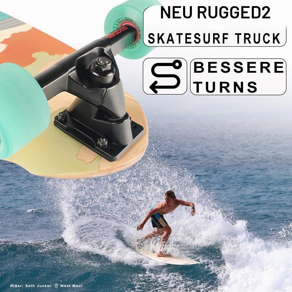 JUCKER HAWAII Surf Skateboards // Skatesurfer // Surfskate // Bestes Surf-Training // Superbewegliche Surfskate Achse //Verschiedene hawaiianische Designs