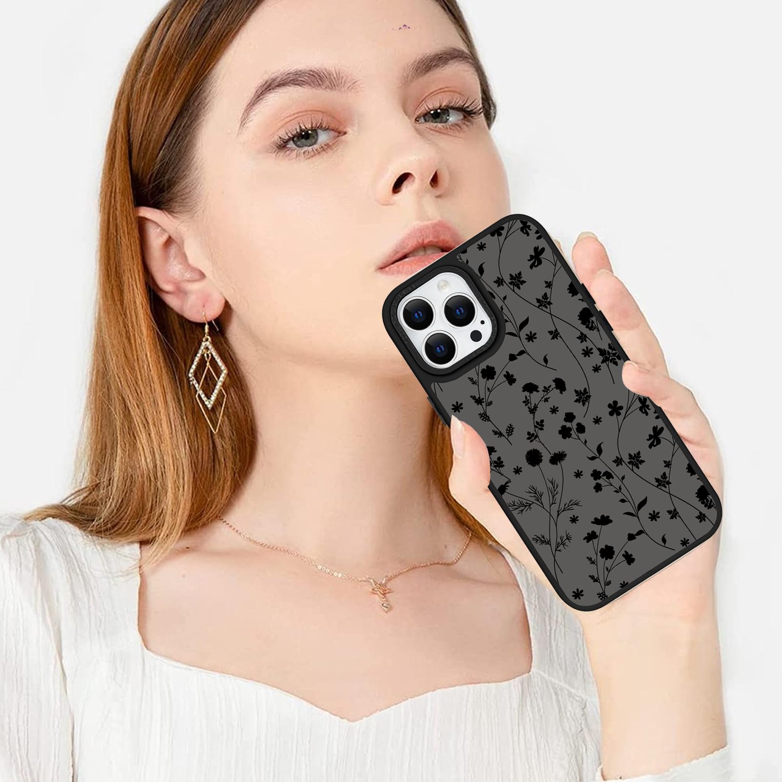 IPhone 13 Case With Cute Flower Design - Shockproof Matte Translucent Cover With Camera Protection