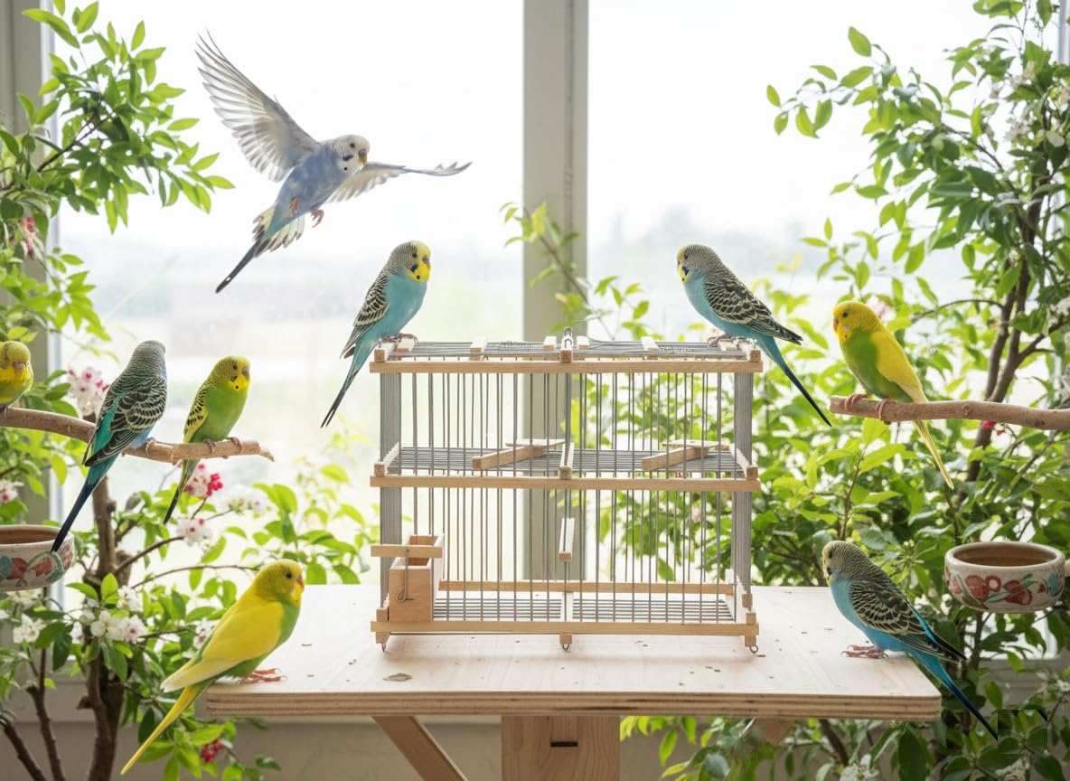 Handmade Bird Transport Cage with Wooden Feeder & Dual Safe Recovery Chambers