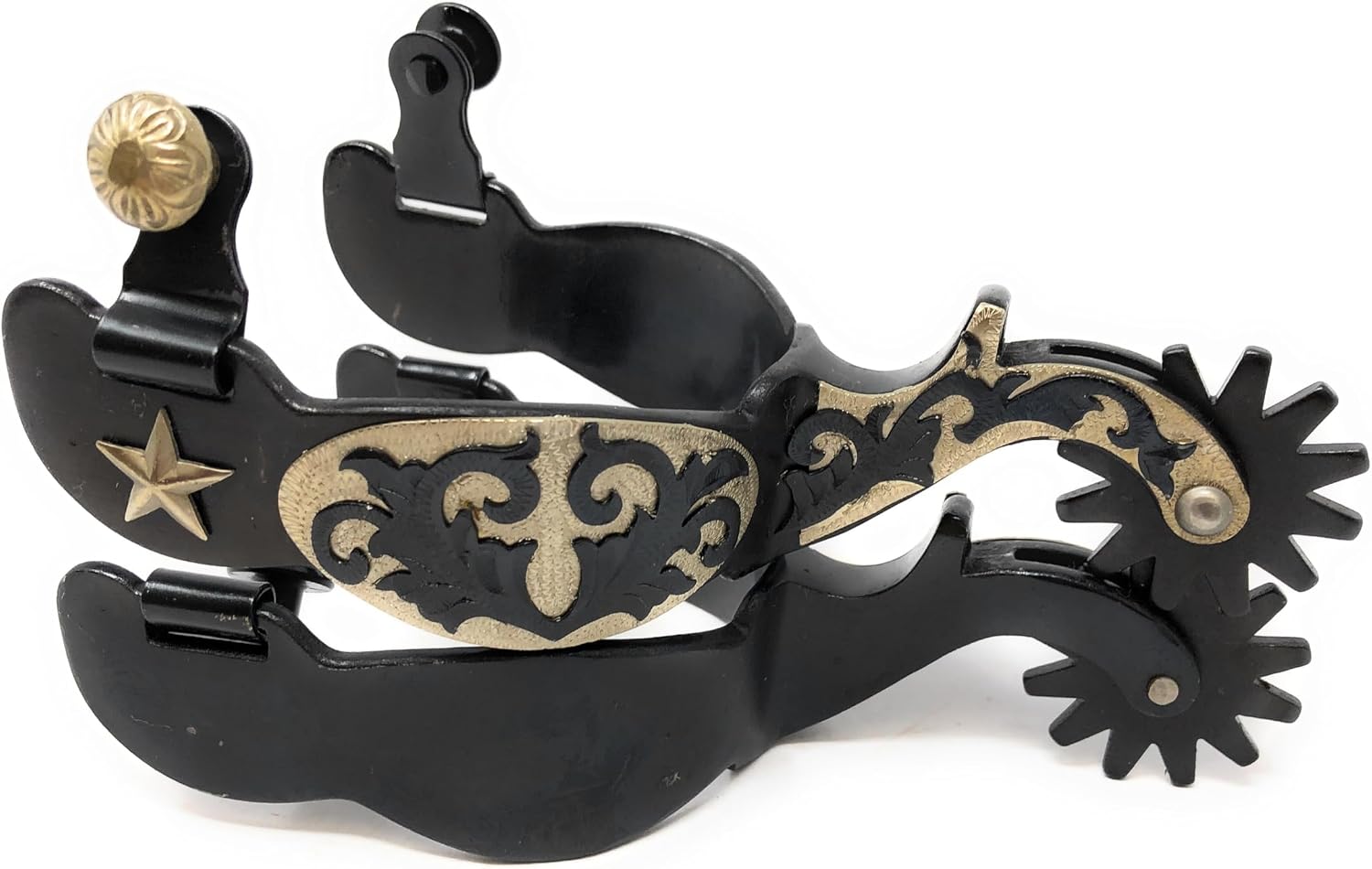 AJ Tack Men's Antique Brown Star and Floral Spurs
