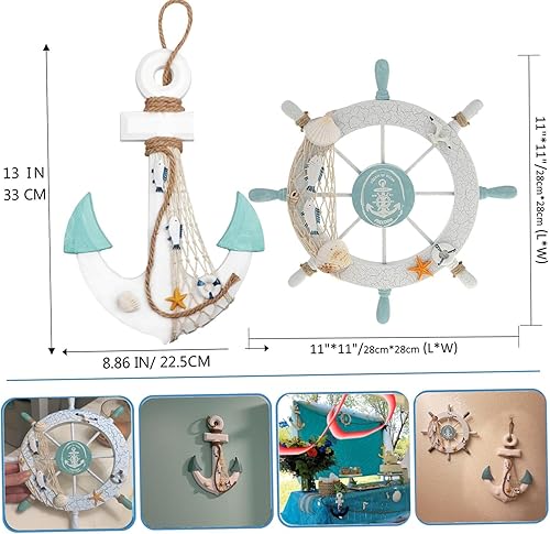 Miniatura 2 de GengGeng Paquete de 2 decoraciones de pared de ancla náutica de 13 pulgadas, decoraciones de playa para el hogar, decoraciones náuticas para el