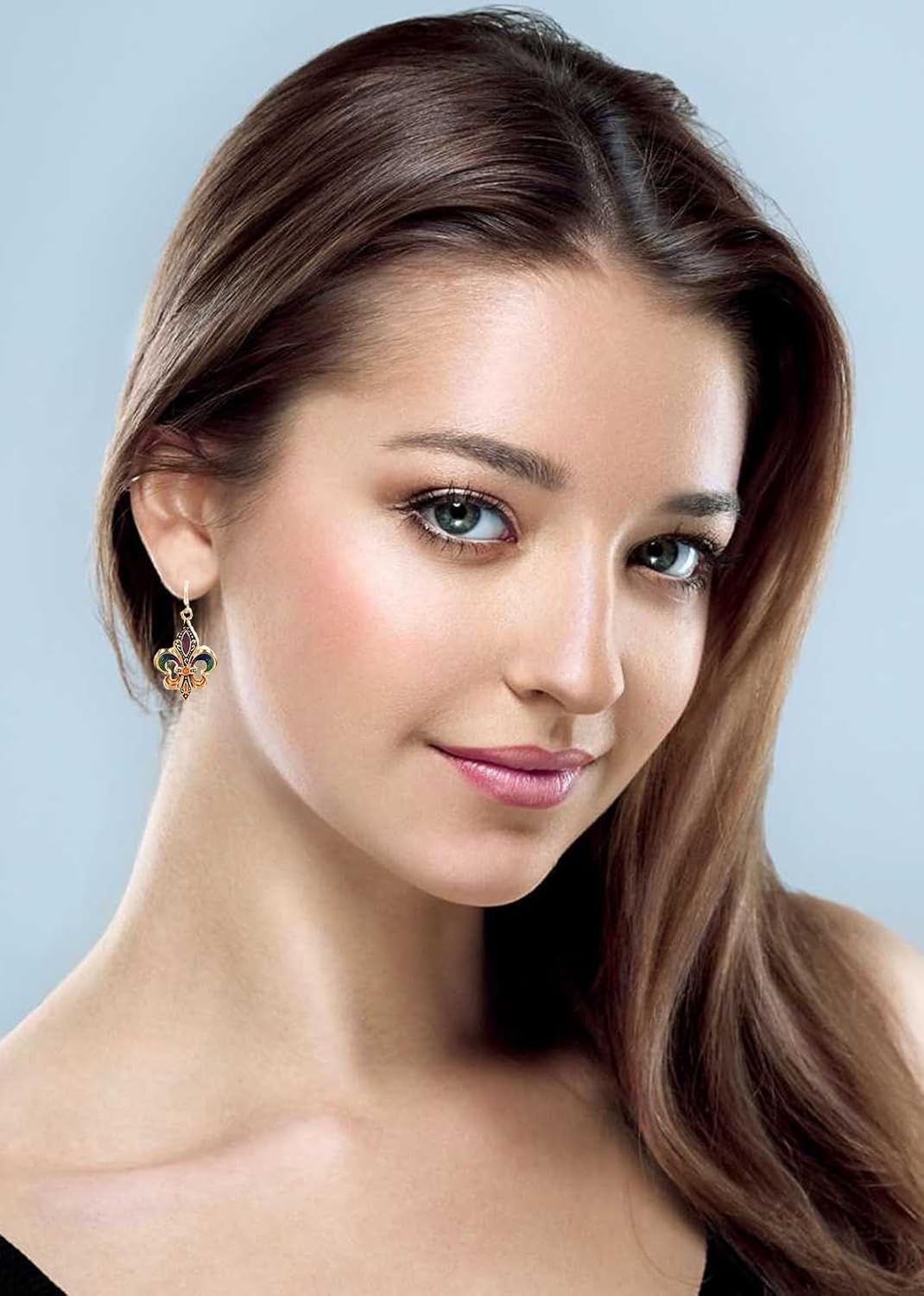 DianaL Boutique Beautiful Gold Tone Fleur de Lis Earrings Mardi Gras Gift Boxed - Image 2