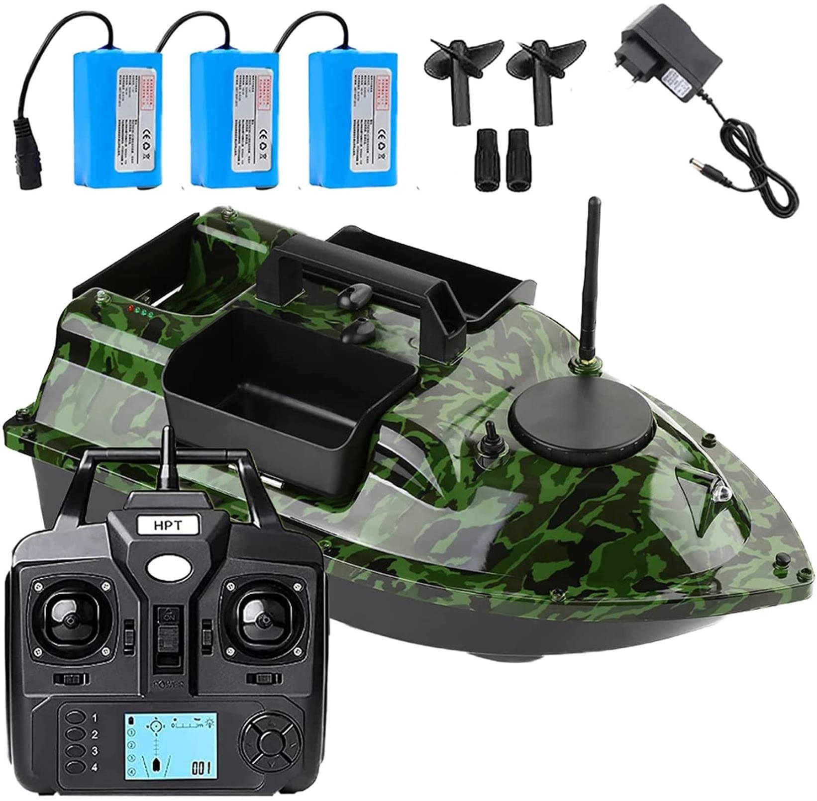 Bateau D'appât De Pêche Intelligent, Amorceur Peche Carpe GPS, Télécommandé 500m avec Feu Navigation LED, Convient pour Une Utilisation Nocturne et Nuageuse, home, 12000mAh