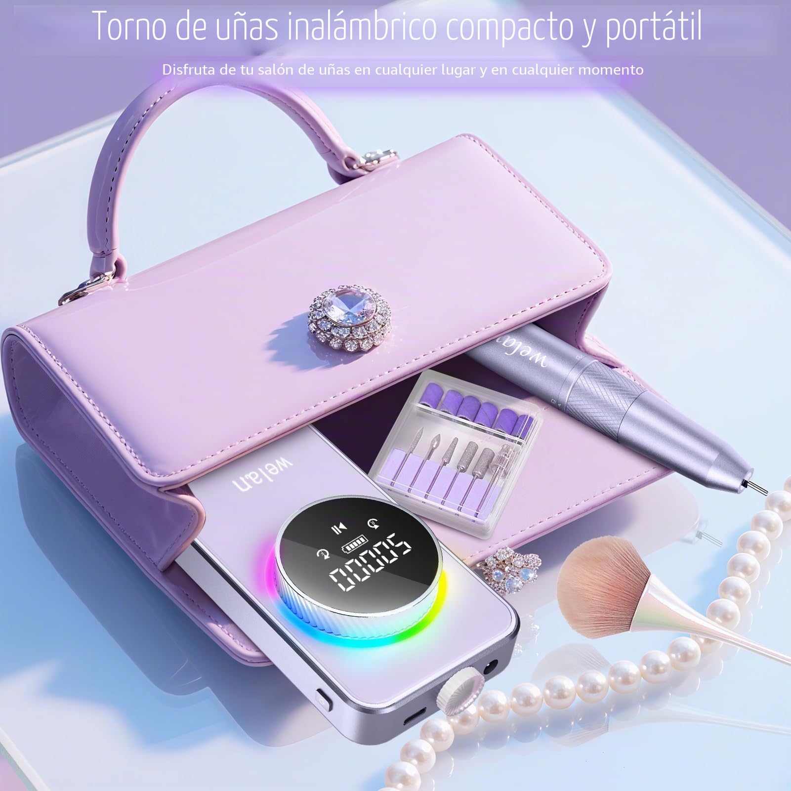Taladro eléctrico para uñas profesional de 50000RPM, taladro eléctrico de eliminación rápida, taladro de uñas portátil recargable de 6000mAh para uñas acrílicas y de gel, pulido para manicura