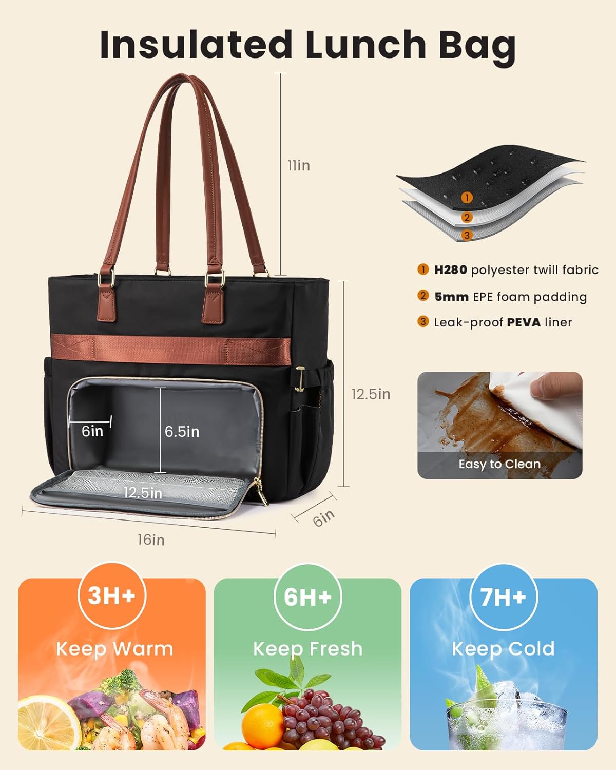 LOVEVOOK Lunch Tote Bag for Women, Work Bag with Insulated Lunch Compartment Laptop Bag Large Lunch Bag for Teacher, Daily - Image 5