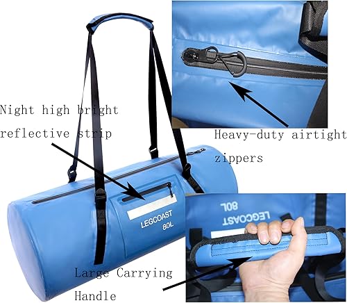 Miniatura 5 de Bolsa de lona impermeable, IPX8 Bolsa seca de rendimiento impermeable, cierre hermético de cremallera, bolsa impermeable con función de buceo, gran