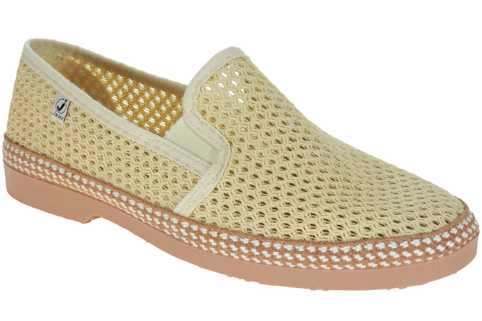 Calzados Romero JAVER - Zapatilla Cerrada en Doble Rejilla Algodón para Hombre - Plantilla Esparto - Piso de Goma - Para Calle. BEIG talla 44