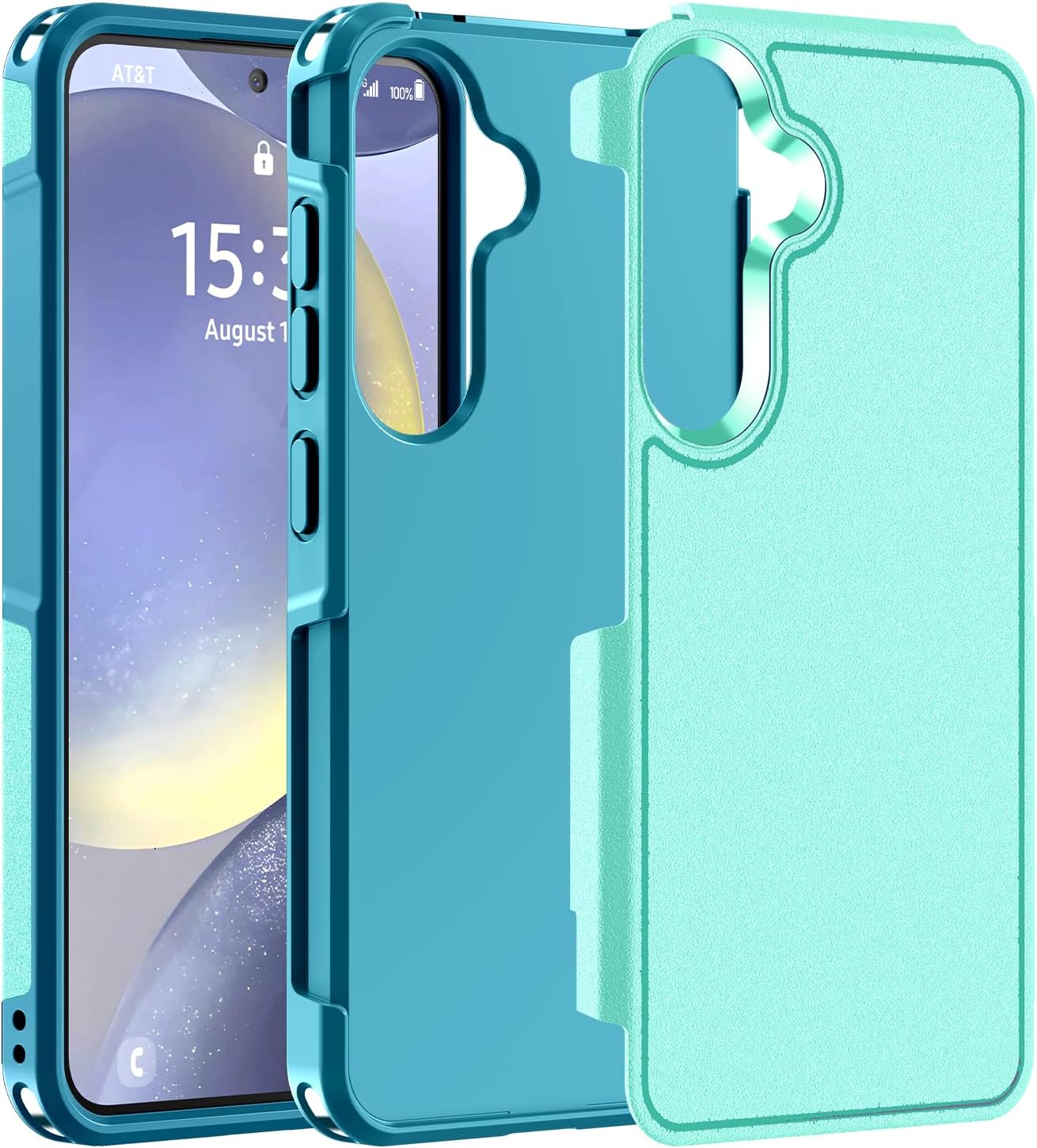 Hualele for Samsung Galaxy S24 S25 Case,[Military Grade Protection] [Dropproof Shcokproof] Non-Slip Grip Dual Layer Rugged Heavy Duty Galaxy S24 S25 Phone Case,Light Green Light Green S24/S25