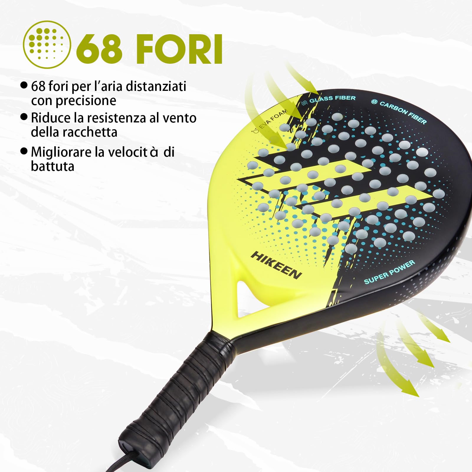 BOOSTEADY Racchetta Padel Fibra di Vetro di Carbonio con Nucleo in Schiuma Eva, Racchetta Padel Uomo e Donna per Principianti con Borsa di Trasporto e Palline da Tennis