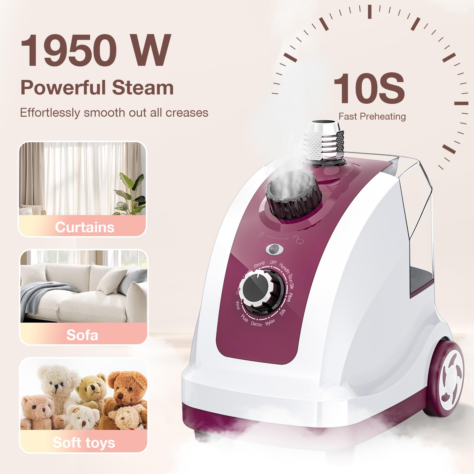 Cozary Defroisseur Vertical Steamer, 1950 W Repassage Vertical avec d'eau de 1.35 L, 11 Fonctions Vapeur Clothes Steamer, Défroisseur Vapeur Puissant pour Repasse Sans Planche