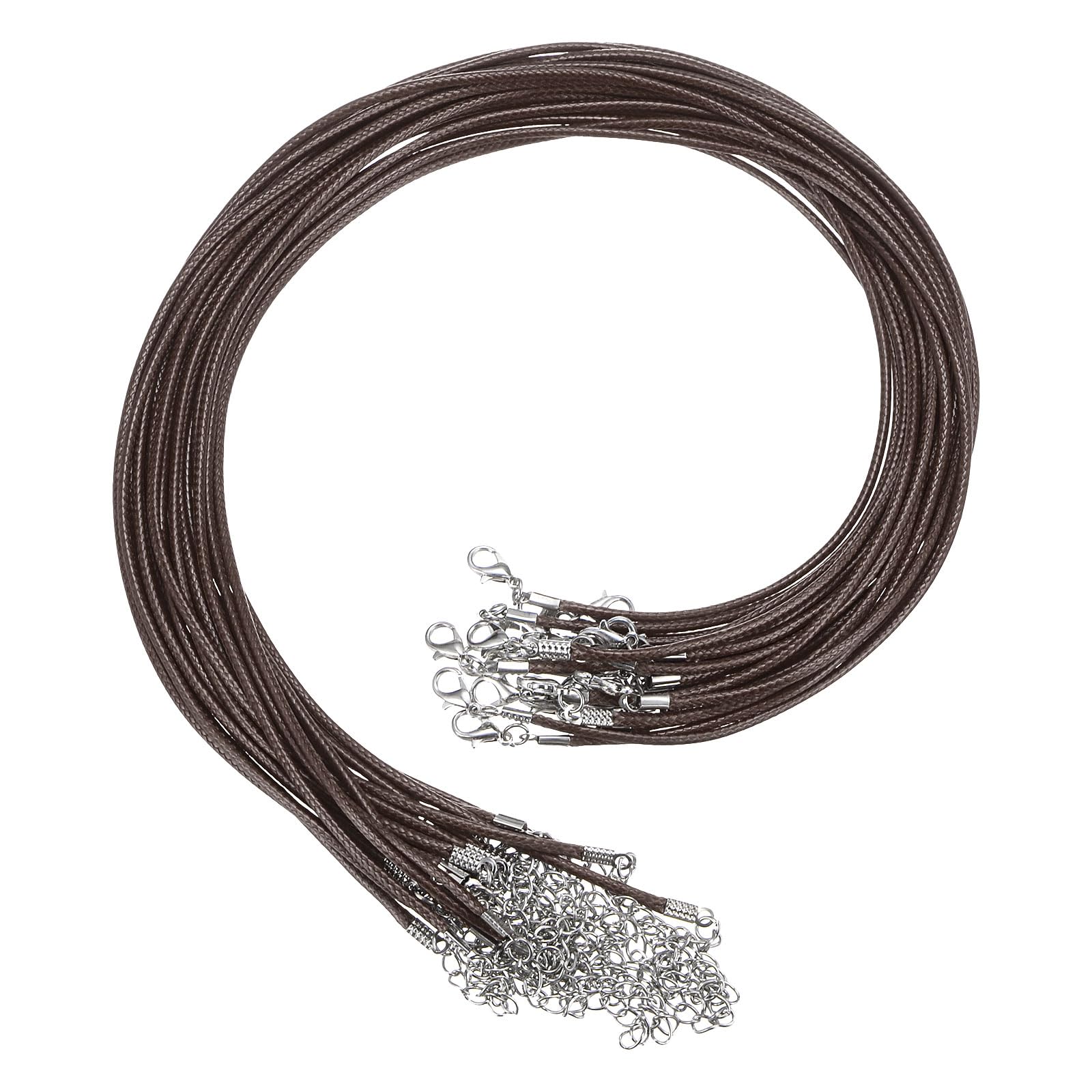 HARFINGTON 20Pcs Waxed Necklace Cord Bulk Brown 2mm Dia 18