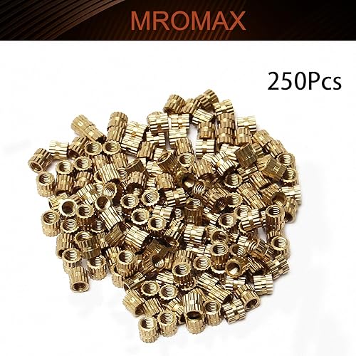Miniatura 4 de MroMax Tuercas de inserción moleteadas M4 x 0.197 x 0.197 in (I.DxHxO.D) rosca hembra de latón roscado inserción tuerca de incrustación para