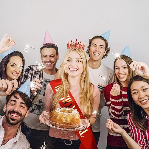 Miniatura 2 de Atoden Tiara roja de cumpleaños para niña, tiaras y coronas para mujeres y niñas, diadema de princesa de cristal, corona de quinceañera, decoración